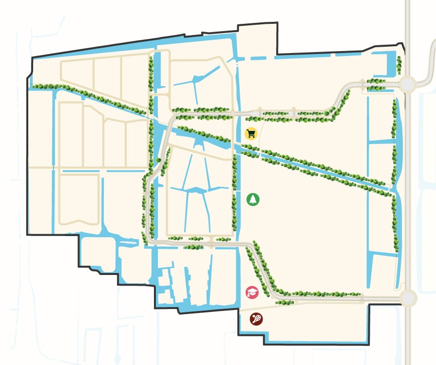 Tekening Wilderszijde met voorzieningen