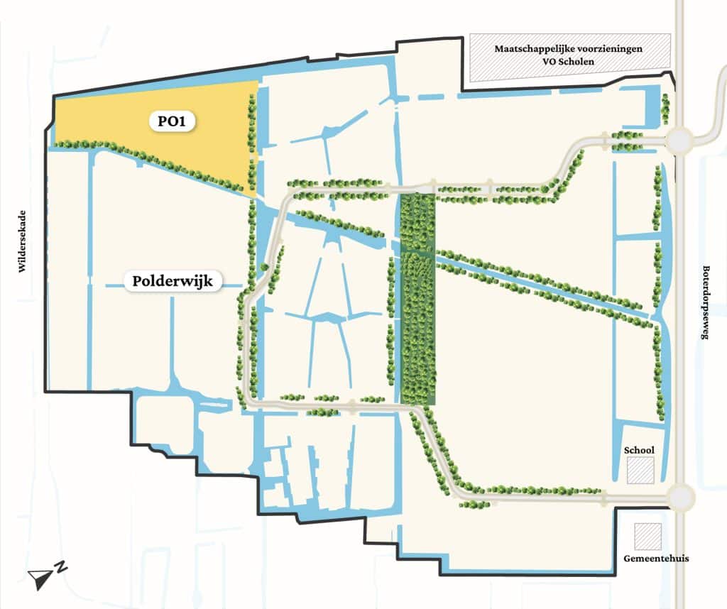 Tekening van bouwveld Polderwijk 1
