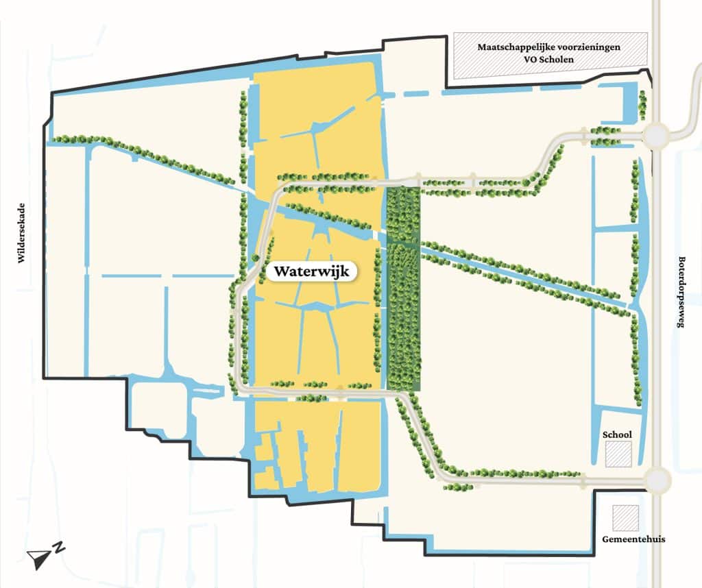 Tekening van de wijk waterwijk